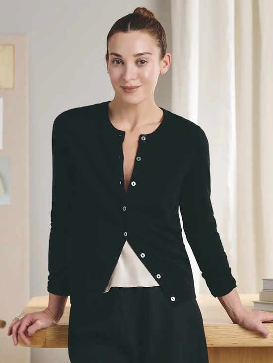 Quince Sweaters - Quince Mongolian Cashmere Black Cardigan Sweater